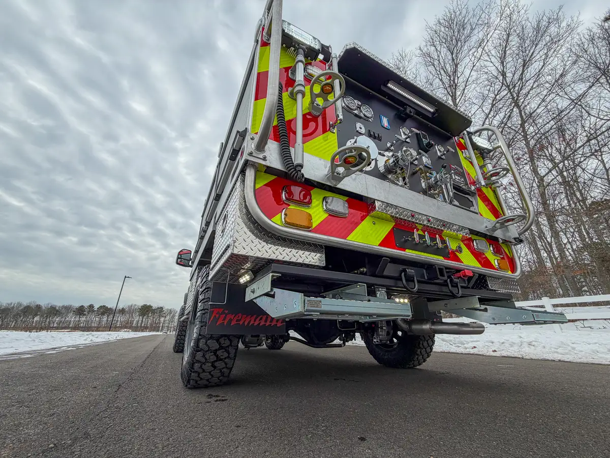 Low rear underside view showing suspension and frame components.